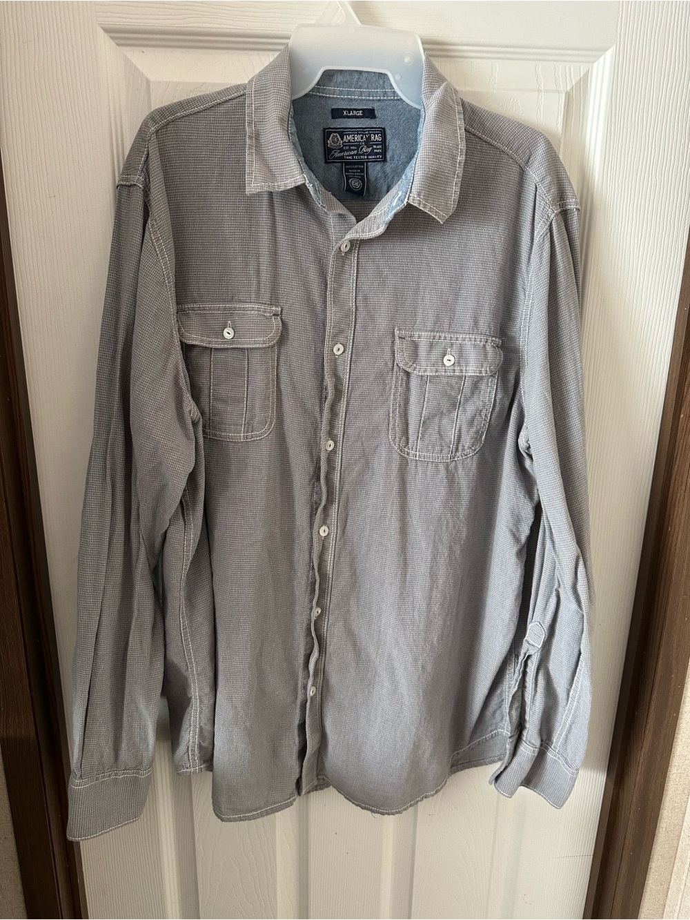 American Rag  Cie Light Gray Long-Sleeve Button-Down Shirt Mens xl
